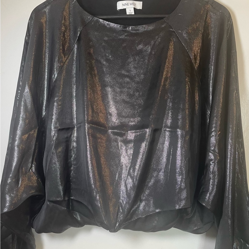Nine West Shiny Black Blouse